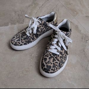KATE SPADE NEW YORK LIFT LEATHER LEOPARD PRINT SNEAKERS